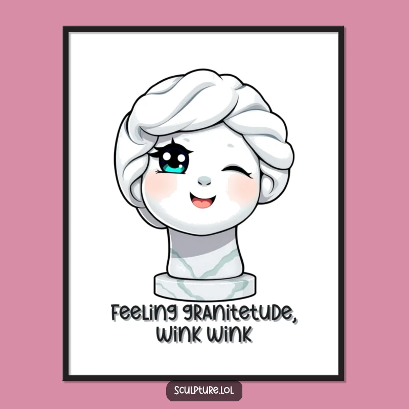 Free Printable Wall Art: Winking Statue, Funny Downloadable Decor for Artistic Spaces