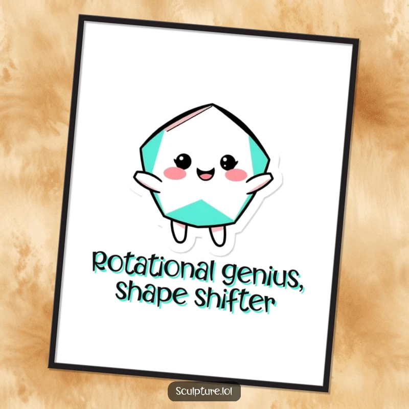 Funny Free Printable Geometric Shape Wall Art: Cheerful shape character in a dynamic, silly rotation.