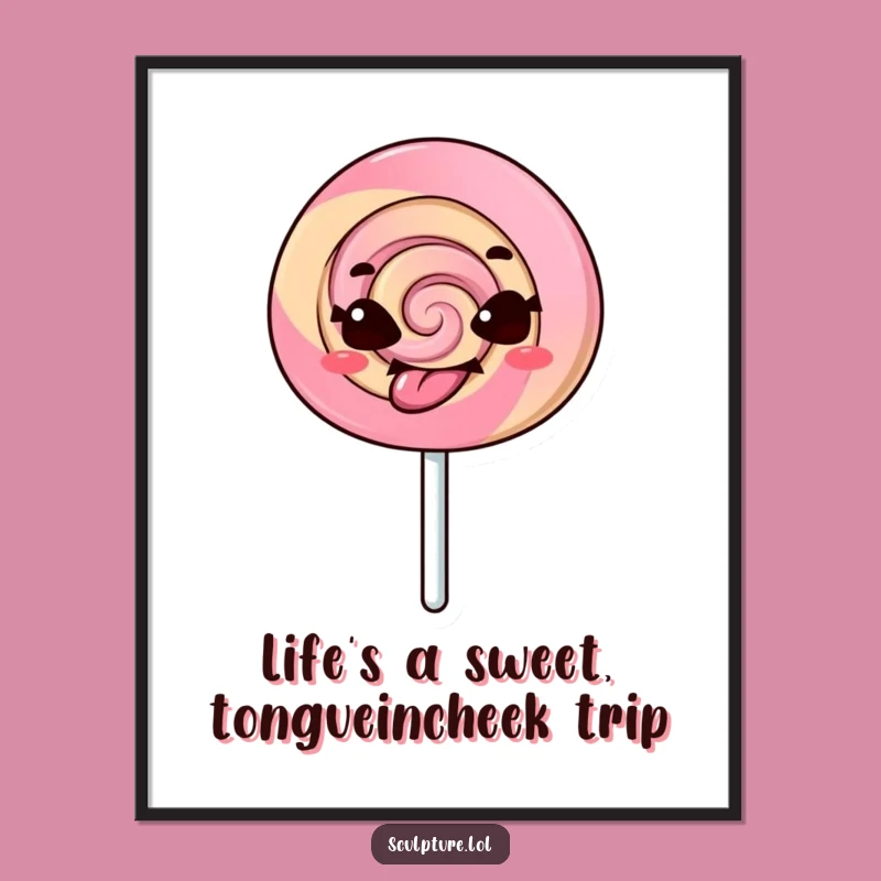 Free Printable Wall Art: Lollipop Tongue Out Funny Downloadable Decor for Whimsical Spaces