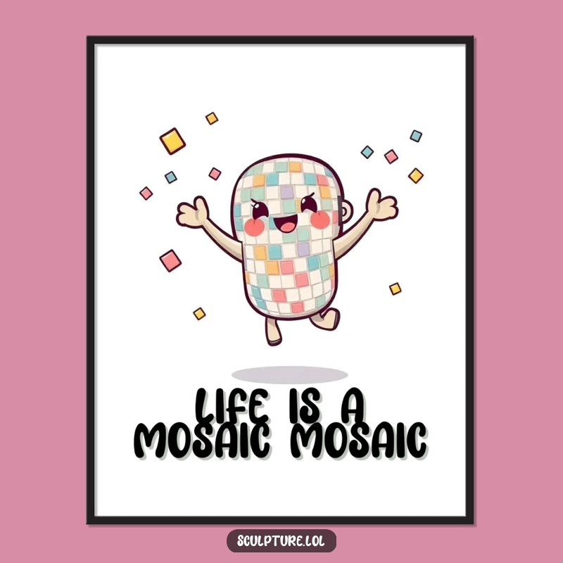 Free Printable Wall Art: Mosaic Tile Juggling Character Funny Decor