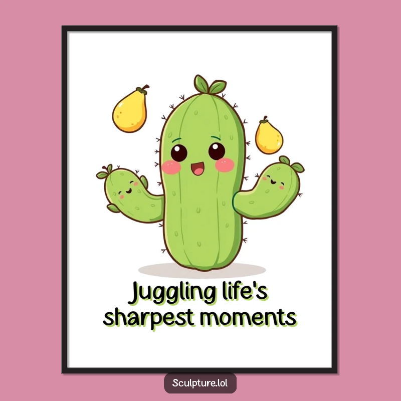 Funny Free Printable Wall Art: Juggling Cactus - Quirky Downloadable Art!