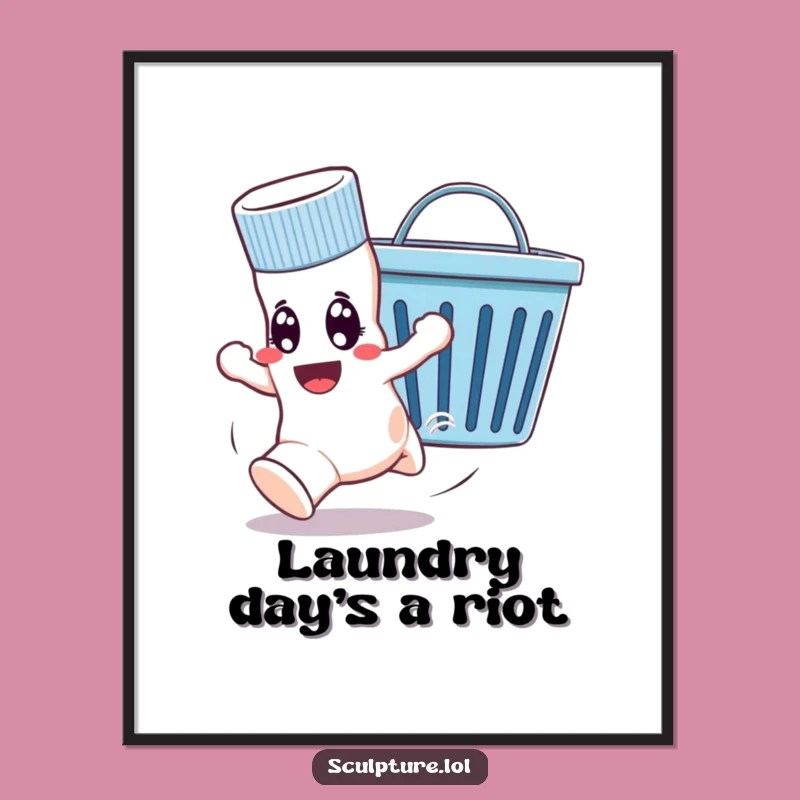 Funny Free Printable Wall Art: Sock's Laundry Basket Chase - Downloadable Laugh!