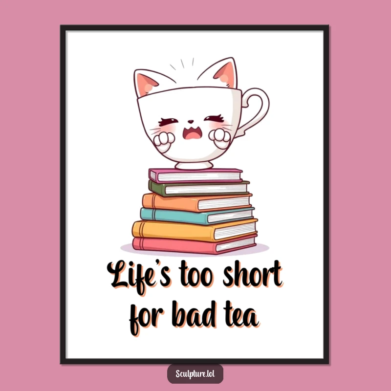 Free Printable Teacup Wall Art: Wobbly Books Balance Downloadable Decor