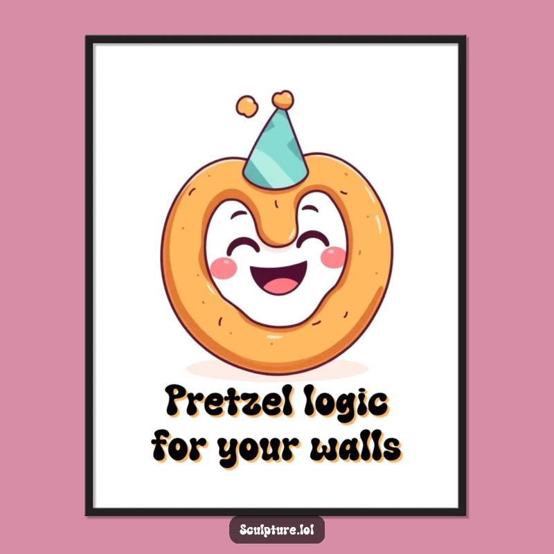 Free Printable Funny Wall Art: Grinning Pretzel Party Vibes Downloadable Art for Your Home