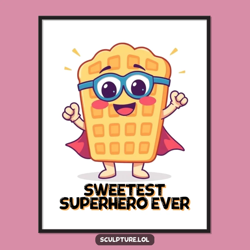 Free Printable Waffle Superhero Funny Wall Art - Downloadable DIY Decor!