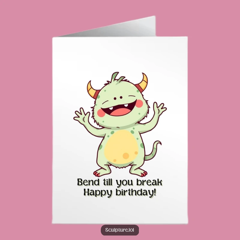 Free Printable Birthday Card: Funny Monster Yoga Gift