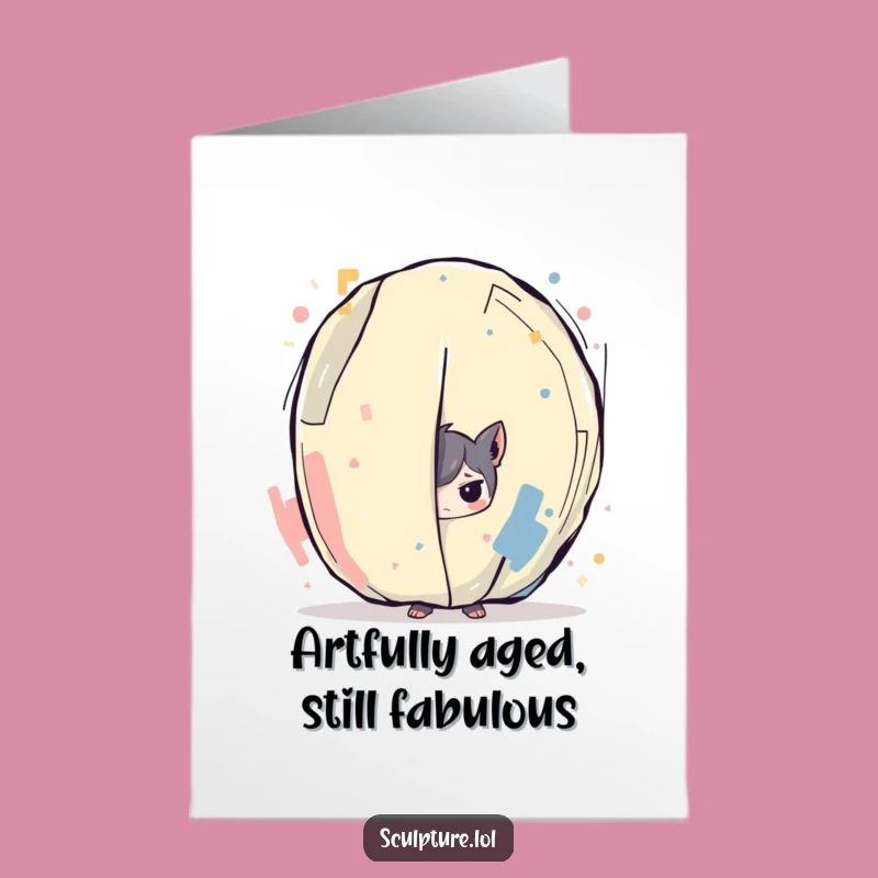 Free Printable Birthday Card: Mischievous Character Hiding Funny Art Downloadable Gift