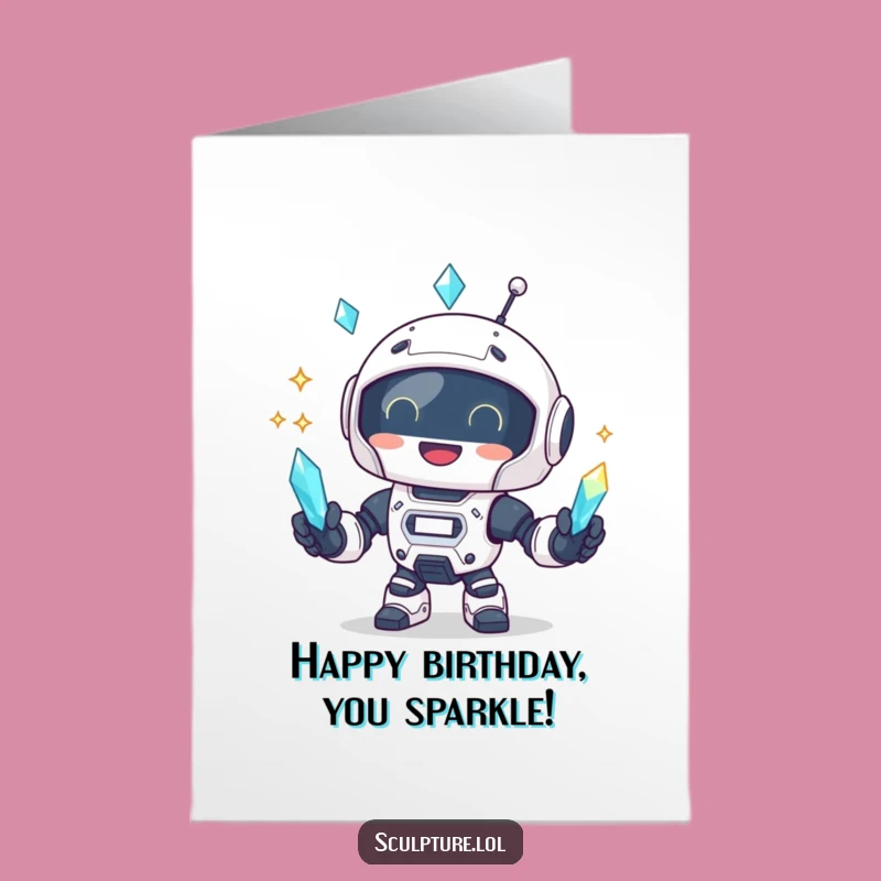 Free Printable Robot Crystal Birthday Card - Funny Downloadable Fun for Tech Lovers