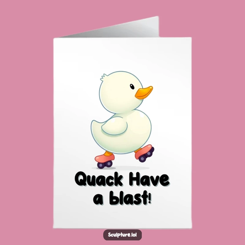 Free Printable Rubber Ducky Roller Skate Birthday Card - Funny Downloadable Gift for Fun Times