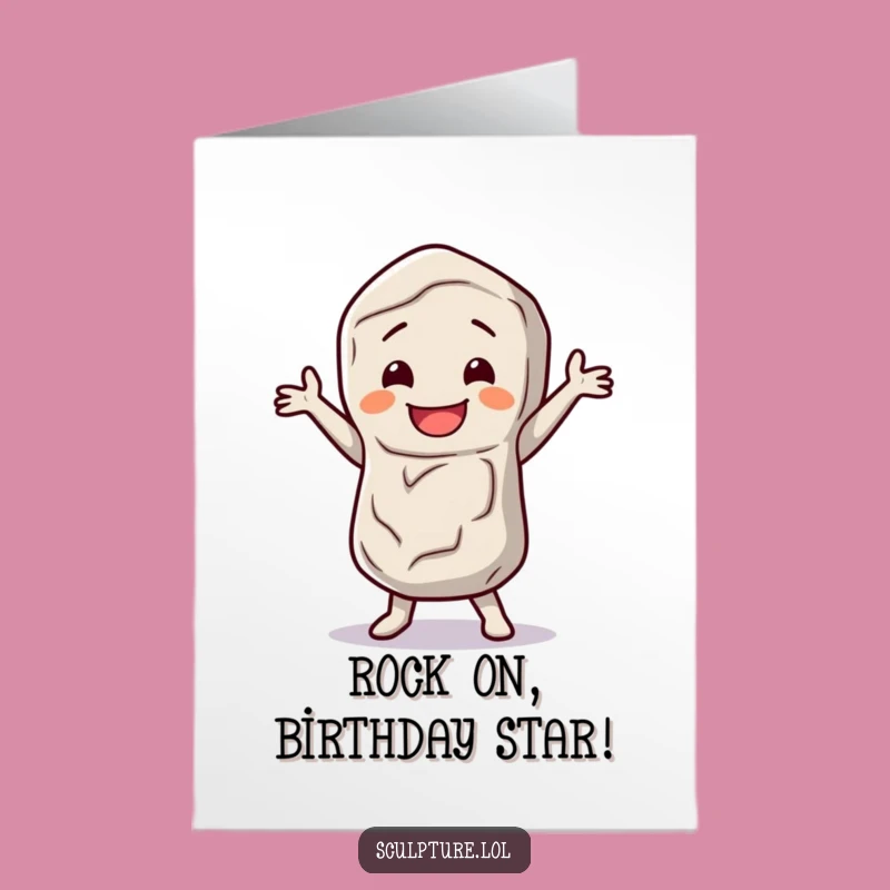 Free Printable Birthday Card: Dancing Stone Figure - Funny Downloadable Gift