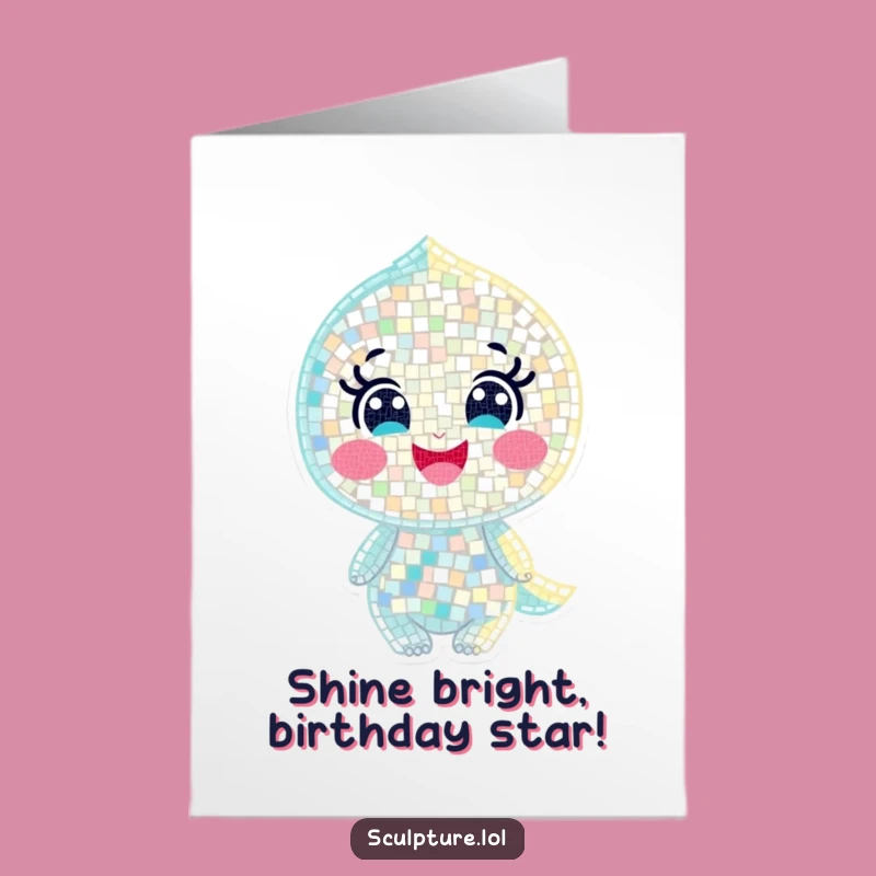 Free Printable Birthday Card: Joyful Mosaic Character Sparkles Funny Downloadable