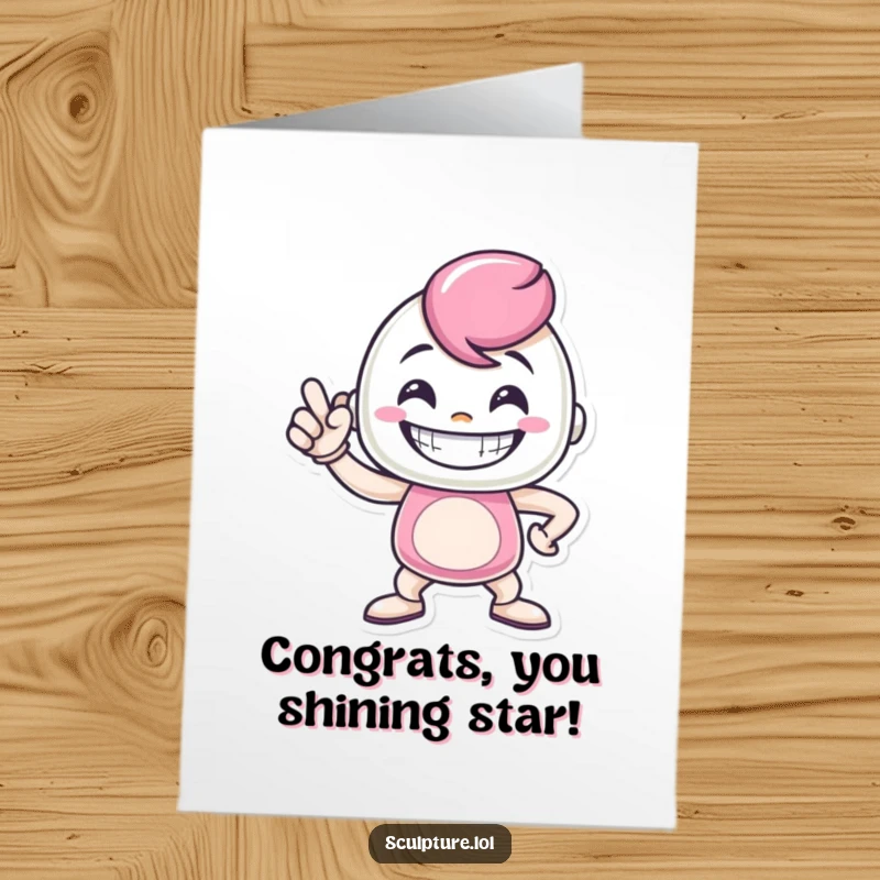 Funny Free Printable Congratulations Card: A metal character poses proudly, radiating confidence and achievement.