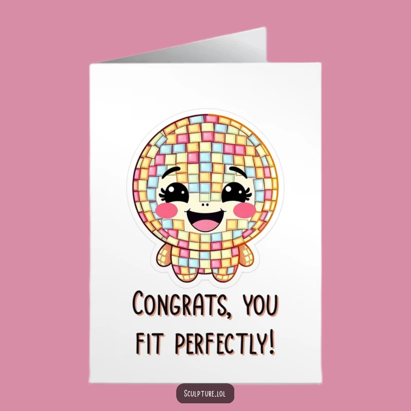 Free Printable Congrats Card: Grinning Mosaic Character Downloadable Greeting