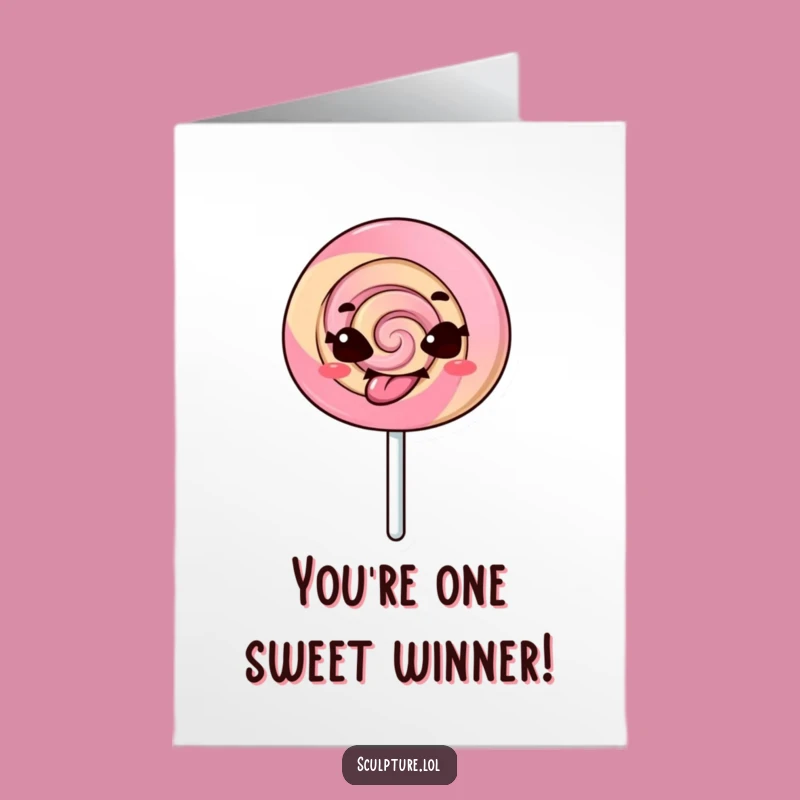 Free Printable Congrats Card: Lollipop Tongue Out Funny Downloadable Gift for Playful Wins