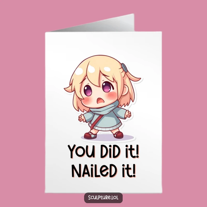 Free Printable Congrats Card: Surprised Resin Character's Funny Wobble Downloadable