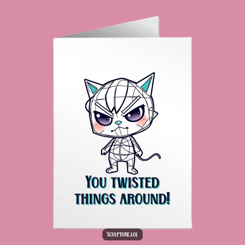 Free Printable Congrats Card: Wireframe Character Oddly Contorting - Humorous Downloadable Message