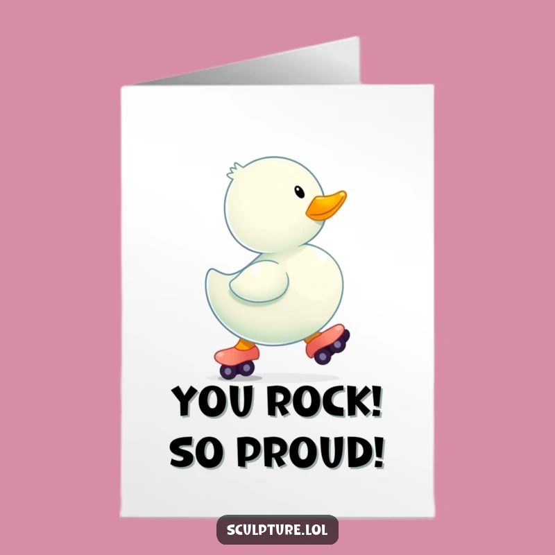 Free Printable Ducky Roller Skate Congrats Card - Hilarious Downloadable Art for Rolling Success