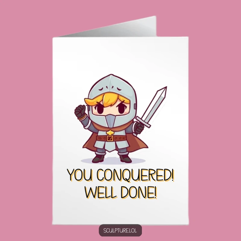 Free Printable Knight Congrats Card - Tiny Sword Victory Downloadable Funny Greeting