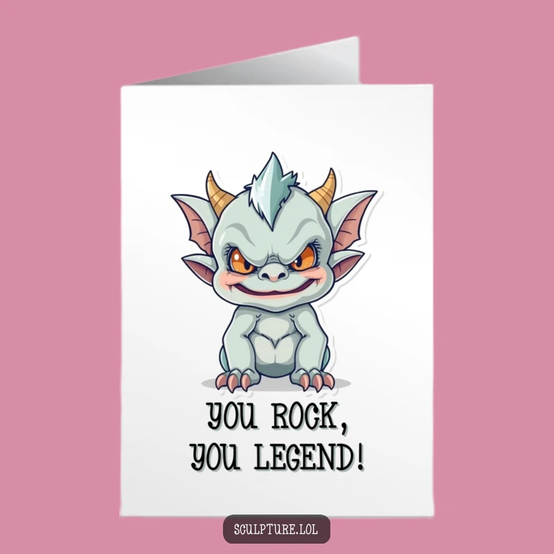 Free Printable Gargoyle Congrats Card: Funny Face Design Downloadable Gift