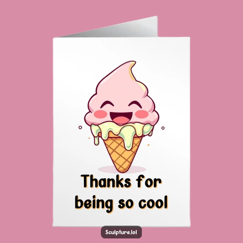 Free Printable Ice Cream Thank You Card: Funny Sweet Appreciation Downloadable Gift