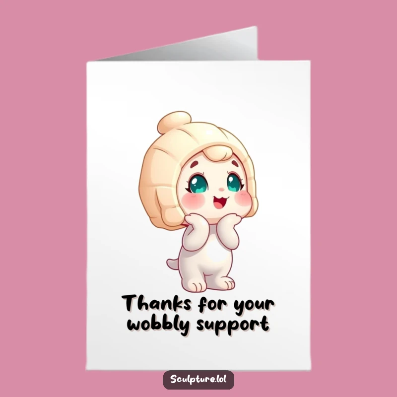 Free Printable Thank You Card: Wobbly Statue's Pensive Gratitude - Funny Downloadable Gift