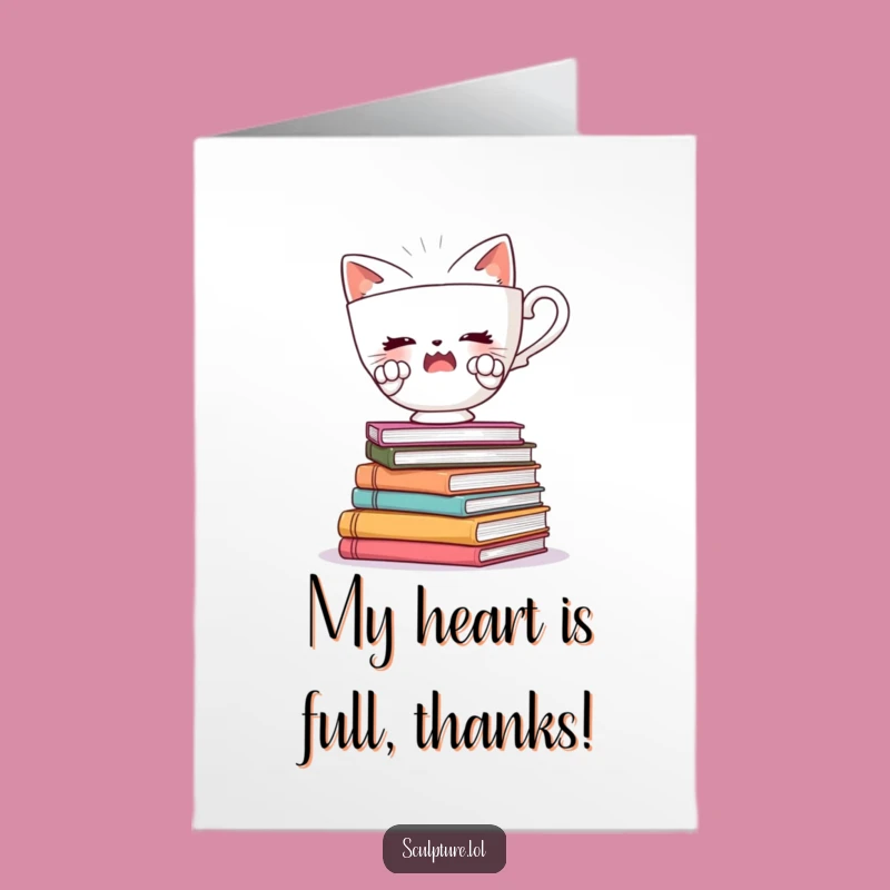Free Printable Thank You Teacup Card: Wobbly Books Balance Art Downloadable Gift