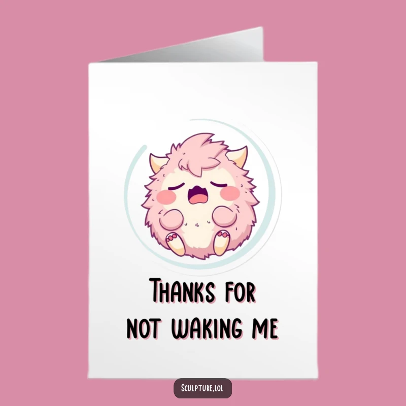 Free Printable Yawning Monster Thank You Card - Fluffy Creature Downloadable Thanks for Any Reason