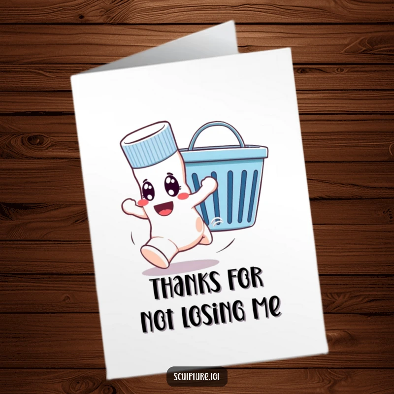 Funny Free Printable Thank You Card: A sock joyfully running, expressing thanks with a hilarious, energetic dash.