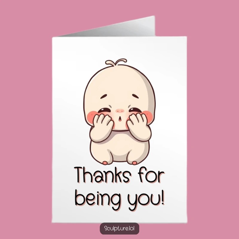 Free Printable Smushy Face Thank You Card: Funny Clay Character Downloadable Gift