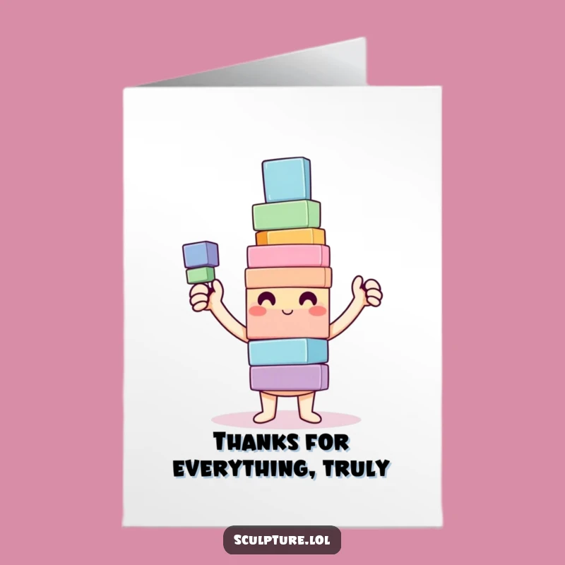 Free Printable Thank You Card: Wobbly Tower Gratitude Funny Downloadable Gift