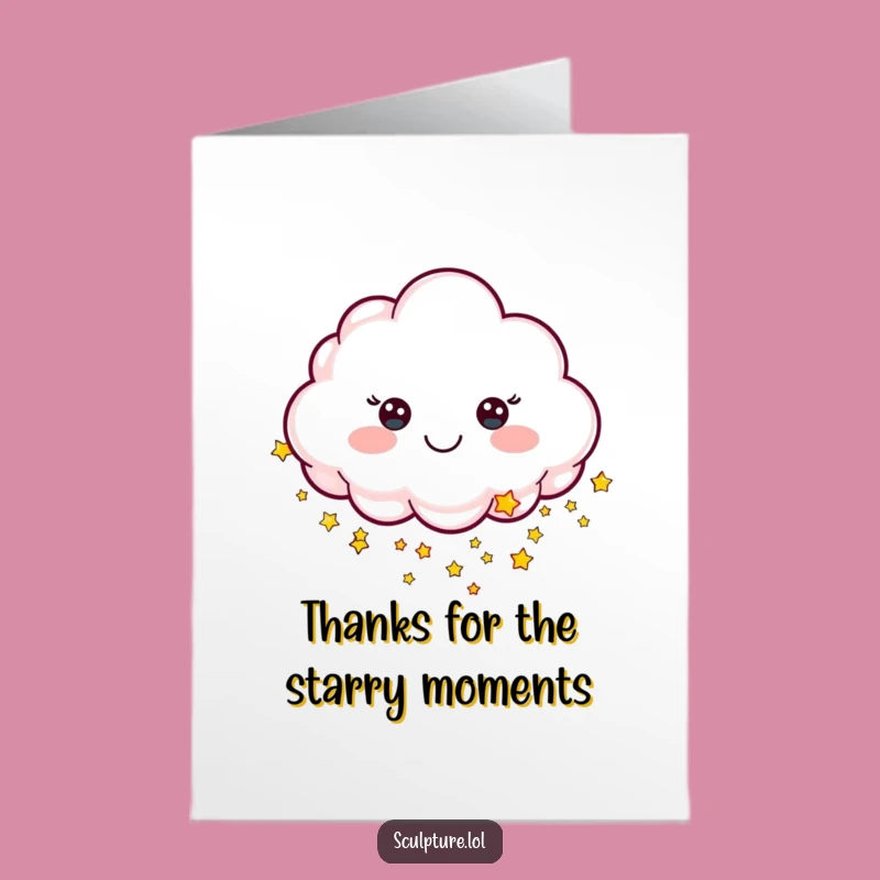 Free Printable Thank You Card: Cloud Raining Stars Funny Downloadable Greeting