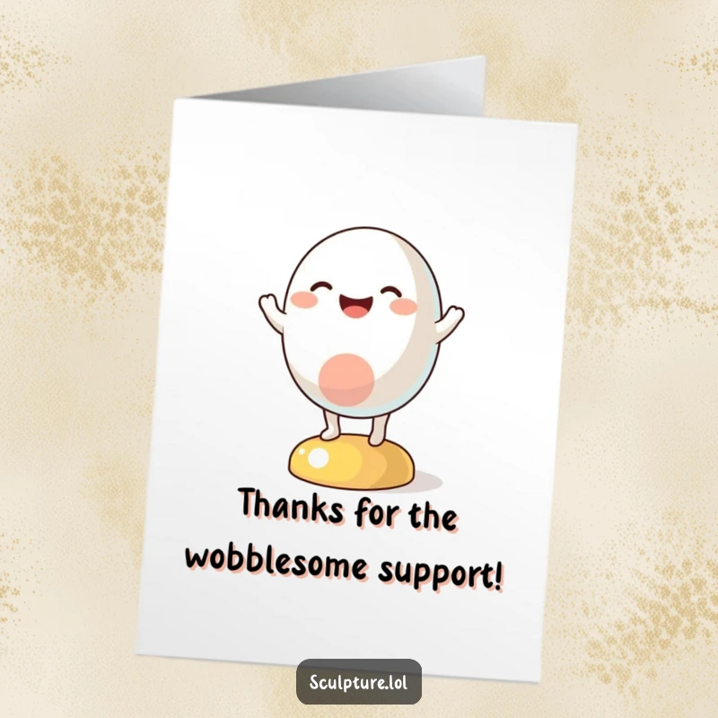 Funny Free Printable Thank You Card: An abstract character joyfully wobbling, conveying warm and humorous gratitude.