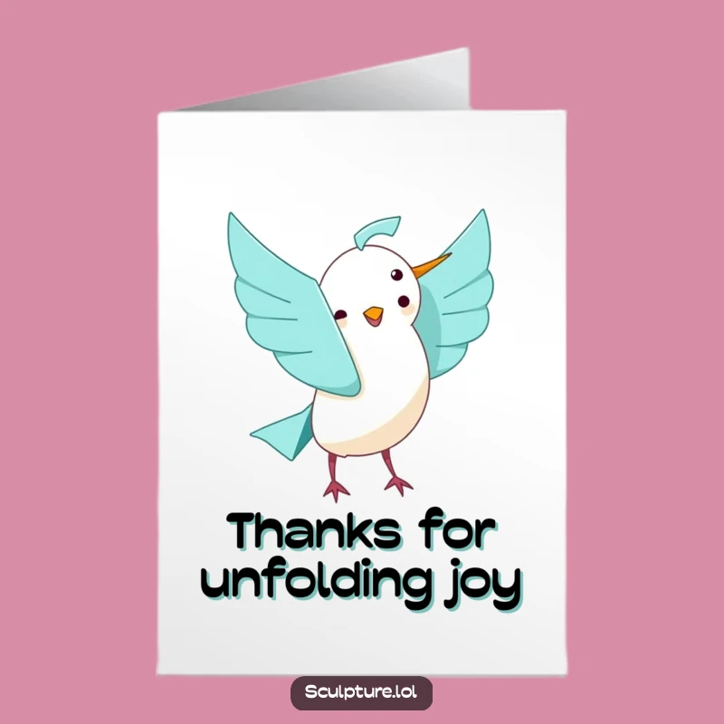 Free Printable Thank You Card: Joyful Origami Bird, Funny Downloadable Gift for Expressing Thanks