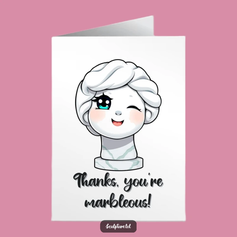 Free Printable Thank You Card: Statue Wink, Funny Downloadable Gift for Sincere Gratitude