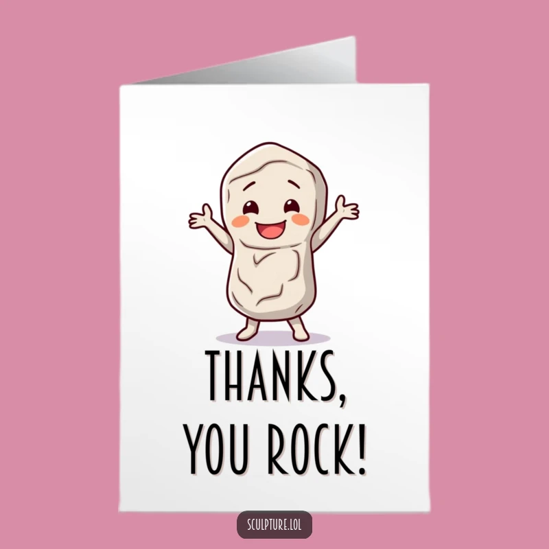 Free Printable Thank You Card: Dancing Stone Figure - Quirky Downloadable Note