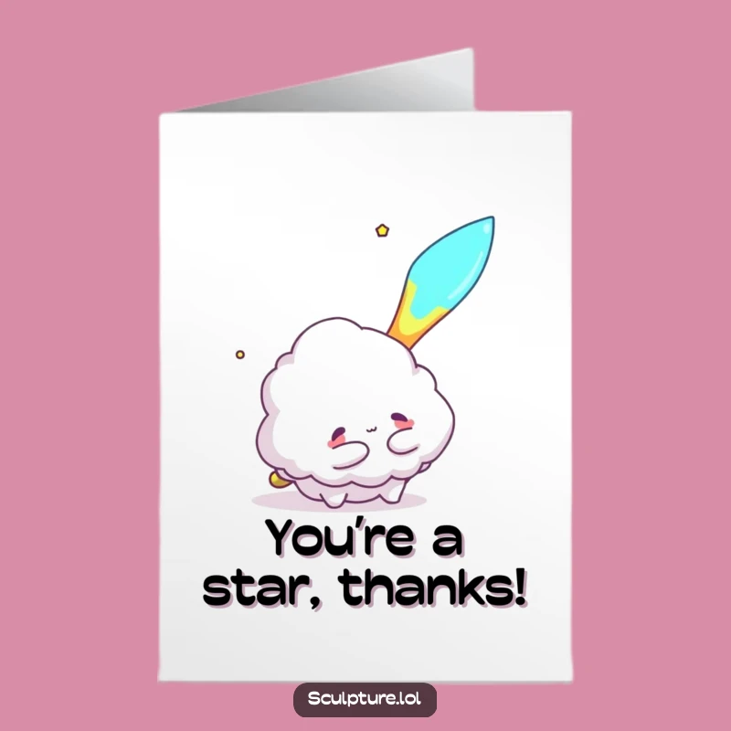 Free Printable Thank You Cloud Card: Hugging Meteor Downloadable Gift