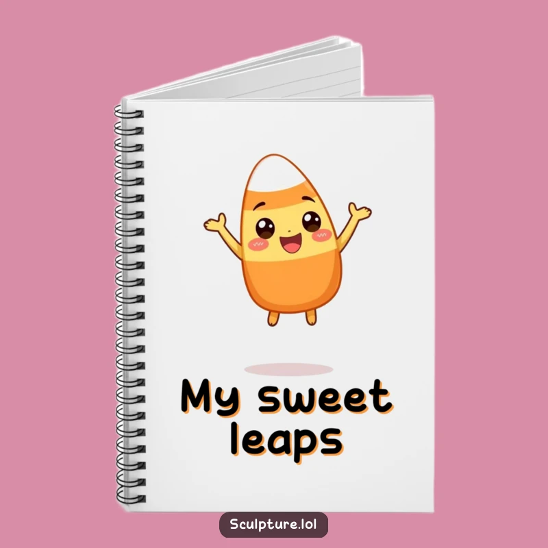 Funny Candy Corn Notebook - Happy Leaping Character Journal for Sweet Ideas