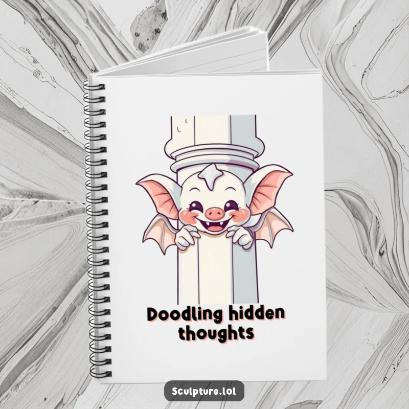Funny Gargoyle Notebook: A giggling gargoyle humorously plays peek-a-boo, perfect for jotting down mischievous ideas.