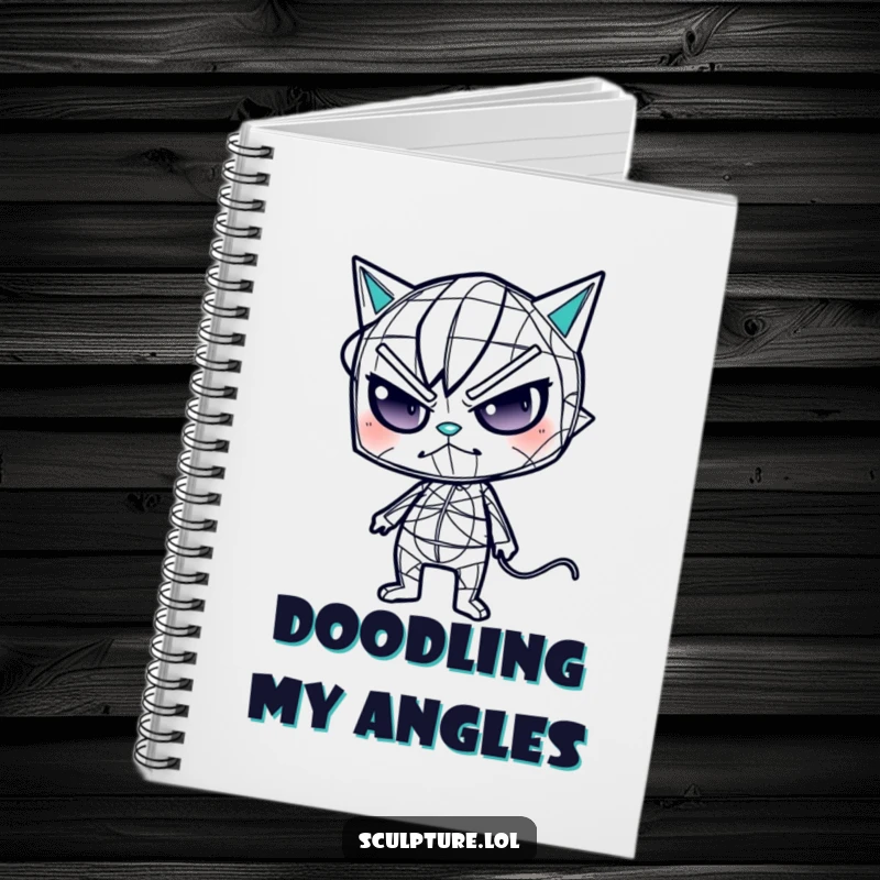 Funny wireframe notebook with a mischievous character in a bizarre pose, ideal for jotting down funny thoughts.