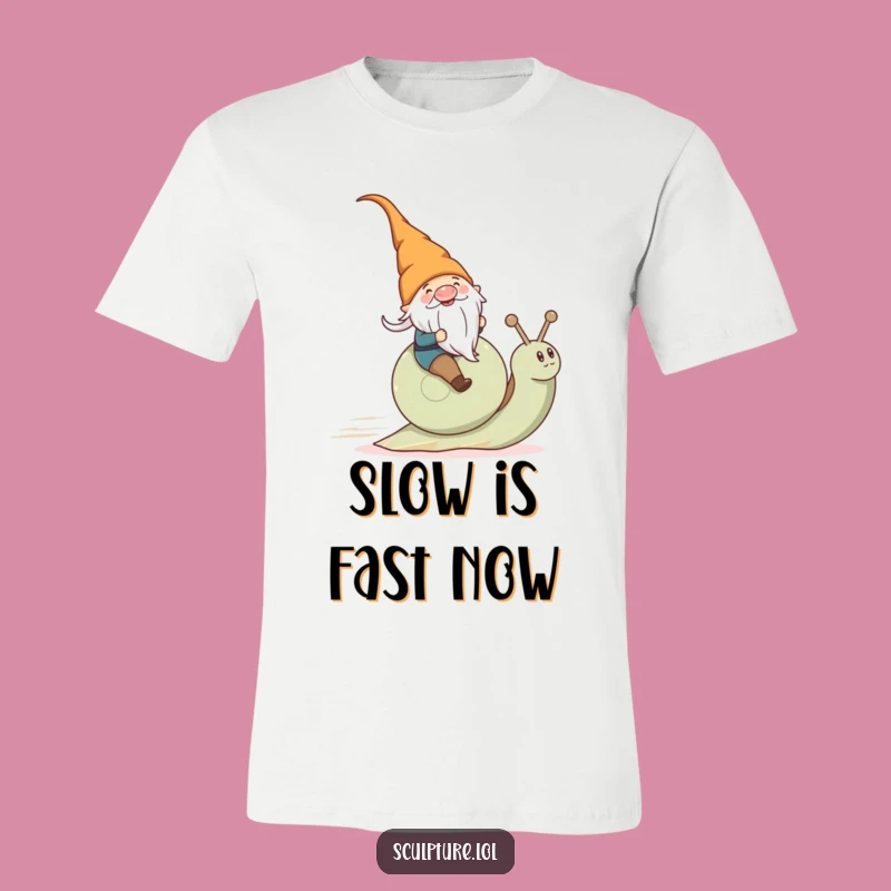 Funny Gnome Snail Rider T-Shirt: Joyful Character, Perfect Hilarious Gift!