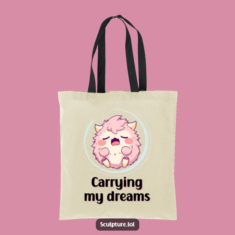 Funny Sleepy Monster Yawning Tote Bag - Carry Your Day with Humor!