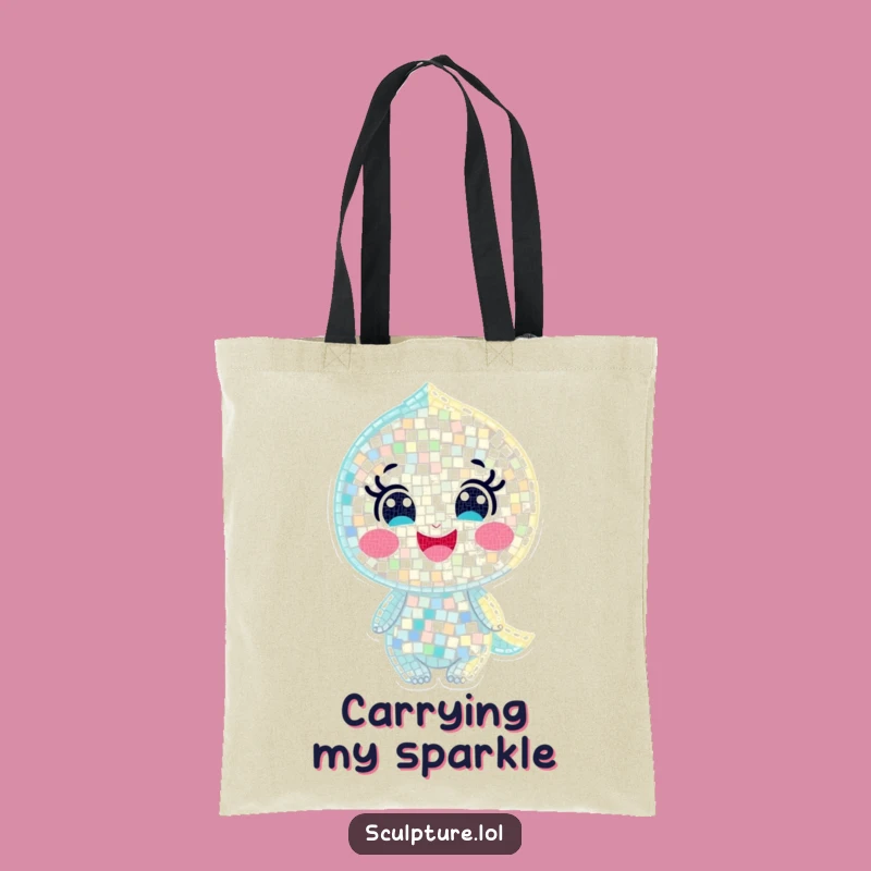 Funny Joyful Mosaic Character Tote Bag - Carry Sparkle, Perfect Gift
