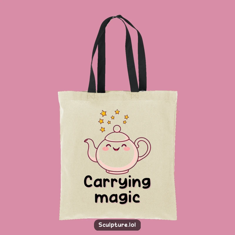 Funny Cheerful Teapot Star Tote Bag - Carry Your Sparkle