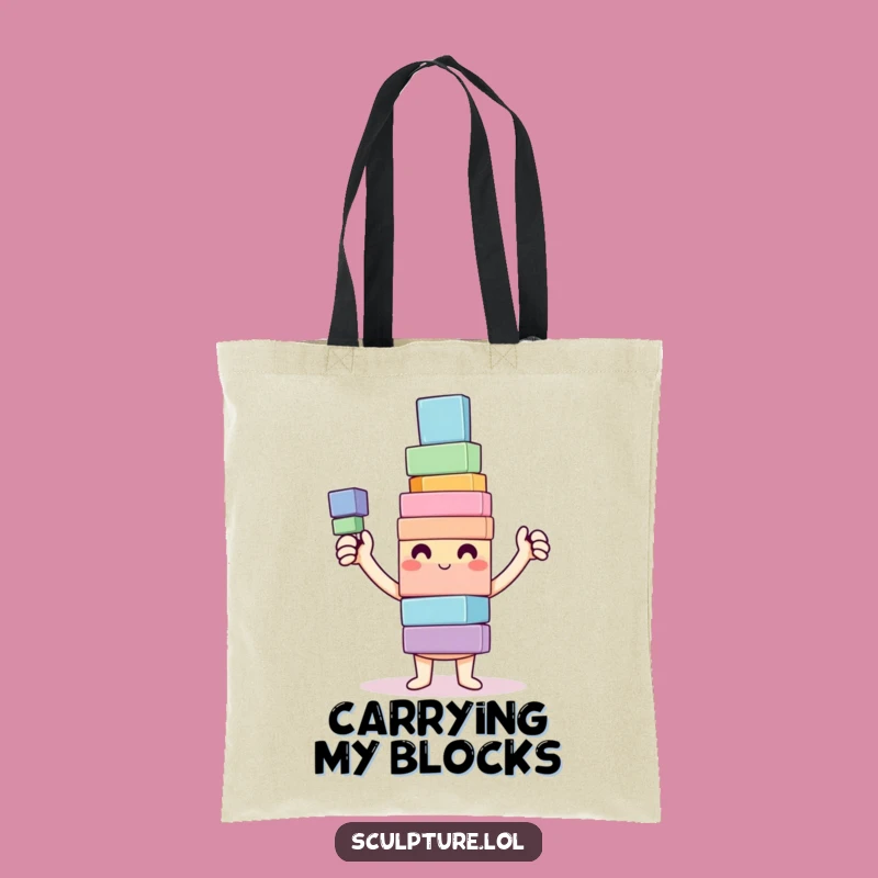 Funny Happy Builder Tote Bag: Wobbly Tower Carry-All, Practical Funny Gift